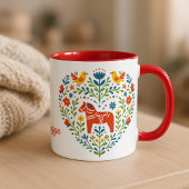 Nordic Folk Art Dala Horse Mug コーヒーマグカップ