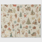 Nordic Folk Christmas Village Seamless Pattern ラッピングペーパー (フラット)