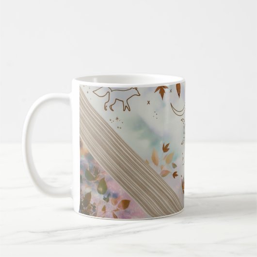 Nordic Fox Moon and Leaves Knit Art Classic Mug コーヒーマグカップ (左)