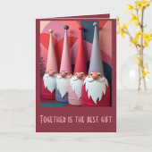 Nordic Gnomes Retro Modern Christmas Kitsch カード (黄色い花)