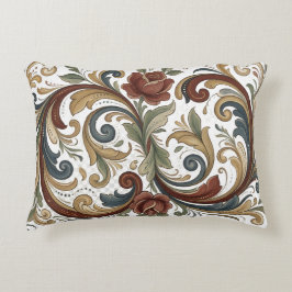 Nordic Heritage Rosemaling Design Accent Pillow アクセントクッション