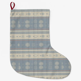 Nordic Knit Pet Christmas Stocking with Snowflakes ラージクリスマスストッキング