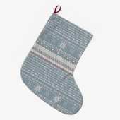 Nordic Knit Pet Stocking with Snowflakes & Paws ラージクリスマスストッキング (正面 (吊り時))