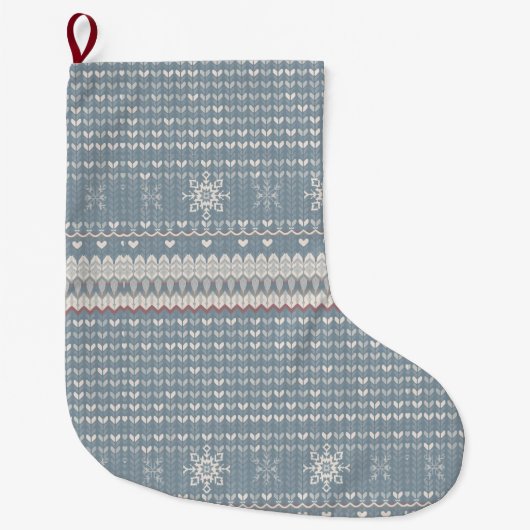 Nordic Knit Pet Stocking with Snowflakes & Paws ラージクリスマスストッキング (正面)