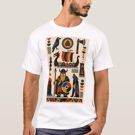 Nordic Legends – Geometric Art T-Shirt Tシャツ (正面)