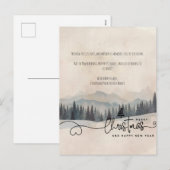 Nordic Minimal Watercolor Snow Landscape Christmas シーズンポストカード (正面/裏面)