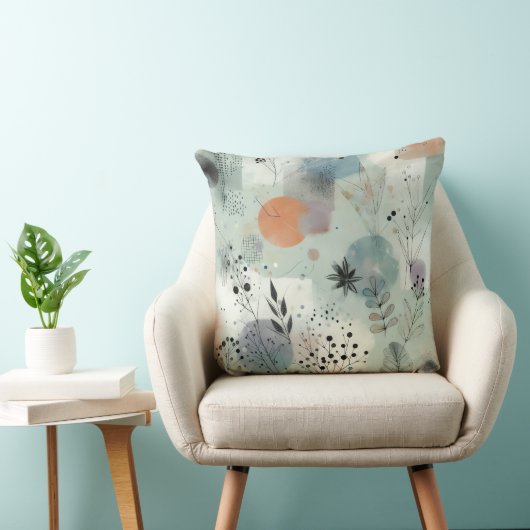 Nordic Mist Botanical Throw Pillow クッション (椅子)