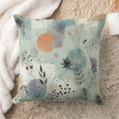 Nordic Mist Botanical Throw Pillow クッション (ブランケット)