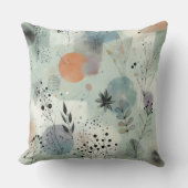 Nordic Mist Botanical Throw Pillow クッション (正面)