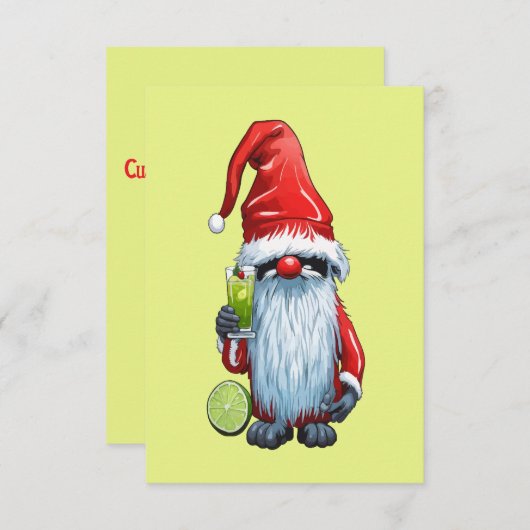 Nordic Nisse Gnome Gonk Holding A Glass Of‎ Lime  招待状 (正面/裏面)