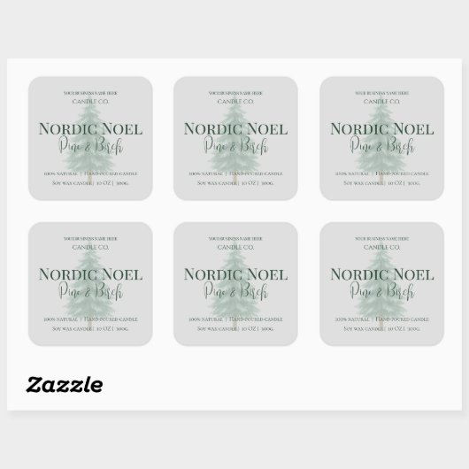 Nordic Noel Pine & Birch Candle Label スクエアシール (シート)