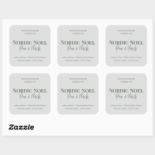 Nordic Noel Pine & Birch Candle Label スクエアシール (シート)