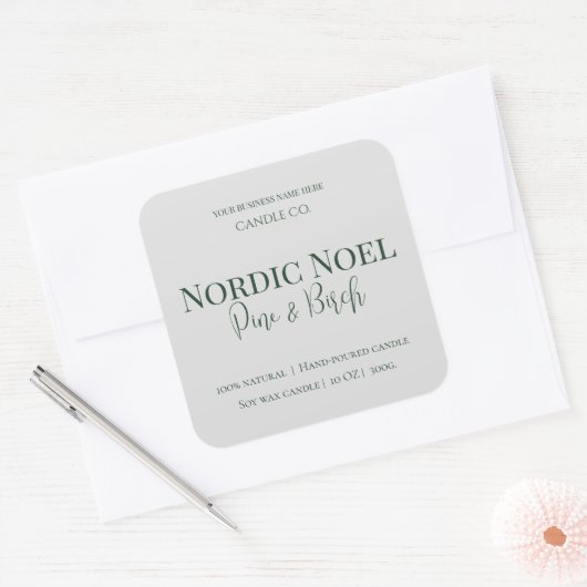 Nordic Noel Pine & Birch Candle Label スクエアシール (封筒)