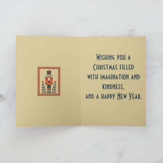 Nordic Nutcracker Toy Soldier Christmas Minimal St カード (内部)