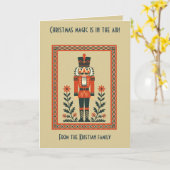 Nordic Nutcracker Toy Soldier Christmas Minimal St カード (黄色い花)