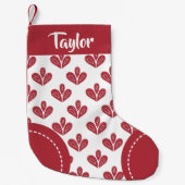 Nordic Pattern Personalized Red White Christmas スモールクリスマスストッキング (正面)
