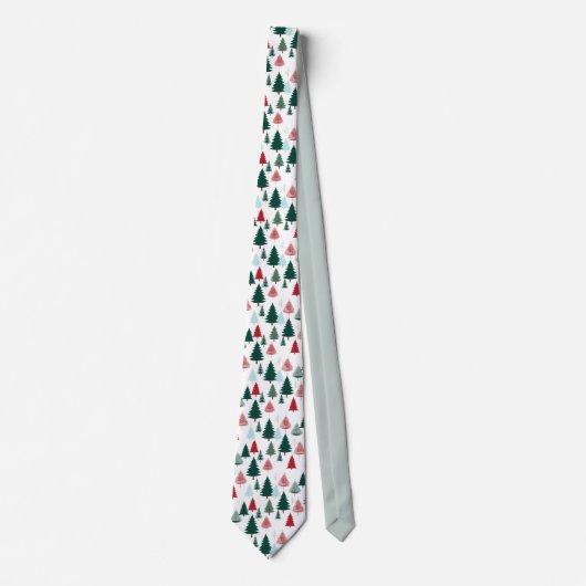 Nordic Pine Forest Christmas Pattern Men's ネクタイ (正面)