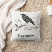 Nordic Raven Personalized Nature Lover Scandi Art クッション (ブランケット)
