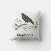 Nordic Raven Personalized Nature Lover Scandi Art クッション (正面)