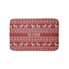 Nordic Reindeer Christmas Personalized  バスマット