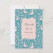 Nordic Reindeer Floral | Blush on Teal Christmas  サンキューカード (正面)