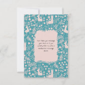 Nordic Reindeer Floral | Blush on Teal Christmas  サンキューカード (裏面)