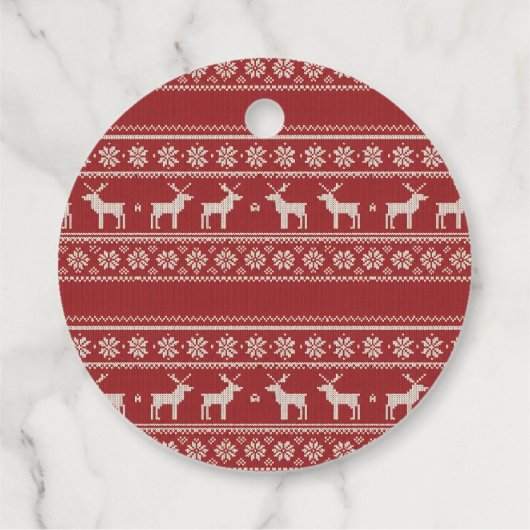 Nordic Reindeer Knit Pattern Personalized フェイバータグ (裏面)