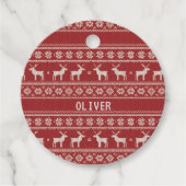 Nordic Reindeer Knit Pattern Personalized フェイバータグ (正面)
