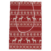 Nordic Reindeer Knit Pattern Personalized ミディアムペーパーバッグ (裏面)