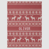 Nordic Reindeer Knit Pattern Personalized 薄葉紙 (正面)