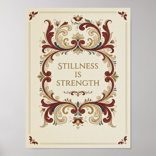 Nordic Rosemaling Poster, “Stillness is Strength”  ポスター (正面)