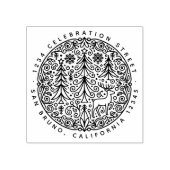 Nordic Scandi Christmas Trees and Reindeer Address ラバースタンプ (インプリント)