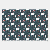 Nordic Scandinavian Bear Pattern Christmas  ラッピングペーパーシート (正面2)