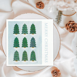 Nordic Scandinavian Geometric Christmas Trees スタンダードカクテルナプキン