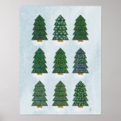 Nordic Scandinavian Geometric Christmas Trees ポスター (正面)