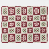 Nordic Snowflake Crochet  フリースブランケット (正面(横))