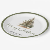 Nordic Soft Christmas Script Custom Family Plates ペーパープレート (アングル)