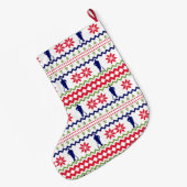 Nordic Style Baseball Player Pattern Christmas ラージクリスマスストッキング (裏面 (吊り時))