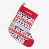 Nordic Style Cheerleader Pattern Christmas ラージクリスマスストッキング (正面 (吊り時))