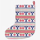 Nordic Style Cheerleader Pattern Christmas ラージクリスマスストッキング (裏面)