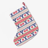 Nordic Style Cheerleader Pattern Christmas ラージクリスマスストッキング (裏面 (吊り時))