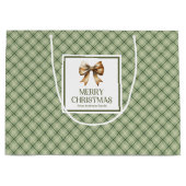 Nordic Style Christmas Gift Bag Soft Beige Gold ラージペーパーバッグ (正面)