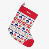 Nordic Style Rodeo Cowboy Pattern Christmas ラージクリスマスストッキング (正面 (吊り時))