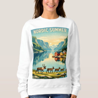 Nordic Summer – Vintage Scandinavian Fjord Travel スウェットシャツ