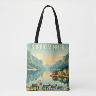 Nordic Summer – Vintage Scandinavian Fjord Travel トートバッグ