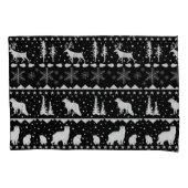 Nordic Sweater White Winter Animals Black 枕カバー (正面左)