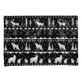 Nordic Sweater White Winter Animals Black 枕カバー (正面右)