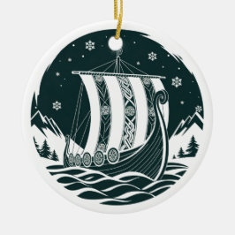 Nordic Viking Longship Christmas Ornament セラミックオーナメント