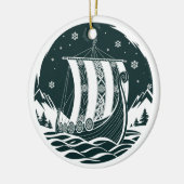 Nordic Viking Longship Christmas Ornament セラミックオーナメント (左)