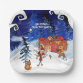 Nordic Village & Winter Fairy Square Paper Plates ペーパープレート (正面)